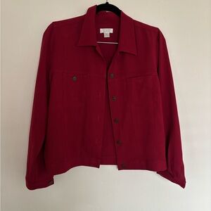 Christopher & Banks Women's Deep Red Jean Jacket